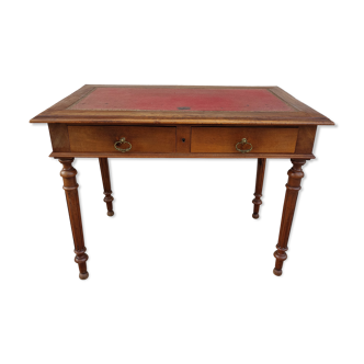 Old wooden desk, red felt top