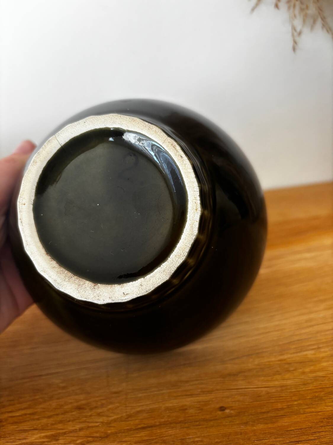 Vintage set of 3 numbered olive green bowls