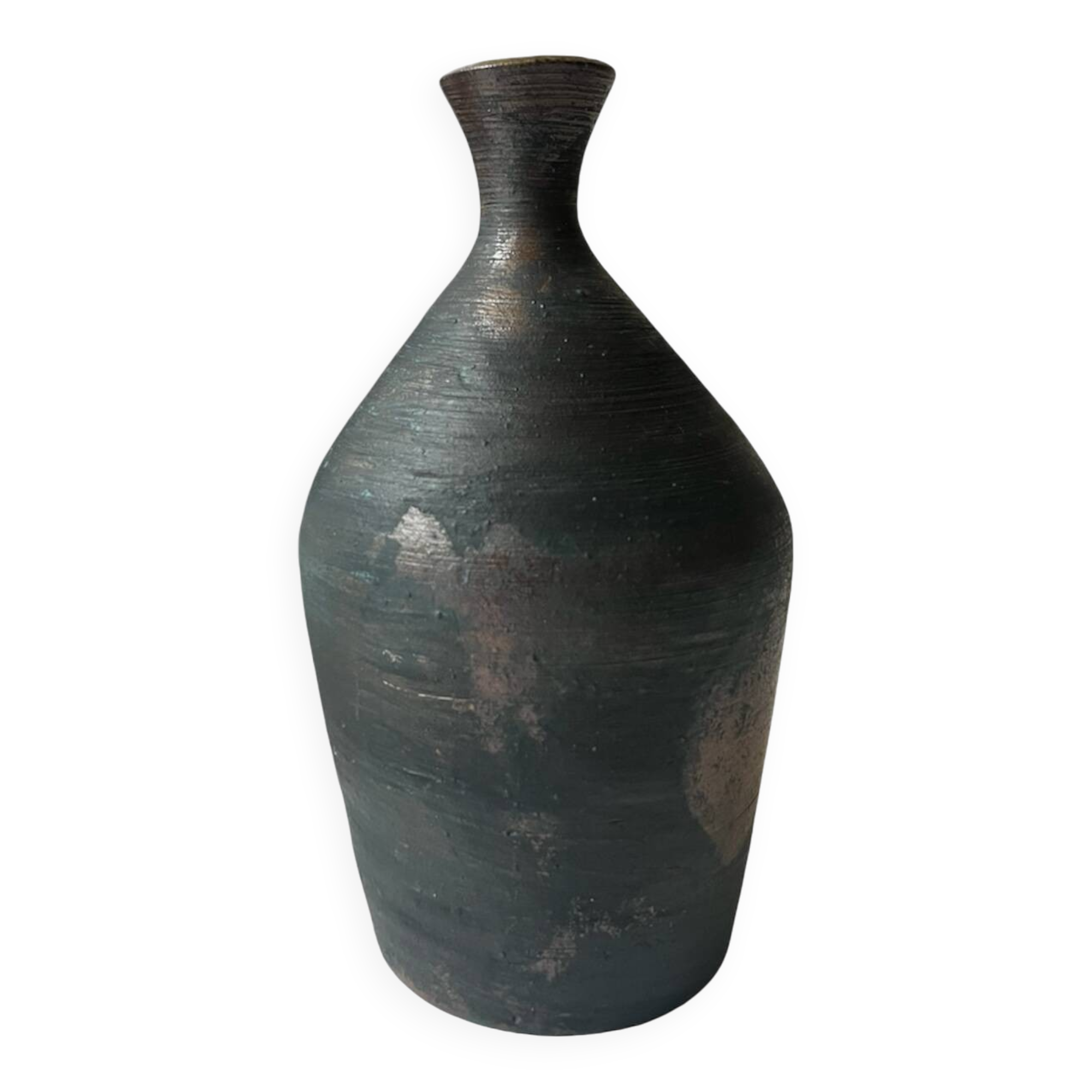 Handcrafted and signed stoneware vase, ceramic, circa 1970