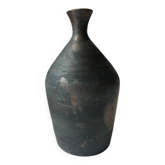 Handcrafted and signed stoneware vase, ceramic, circa 1970