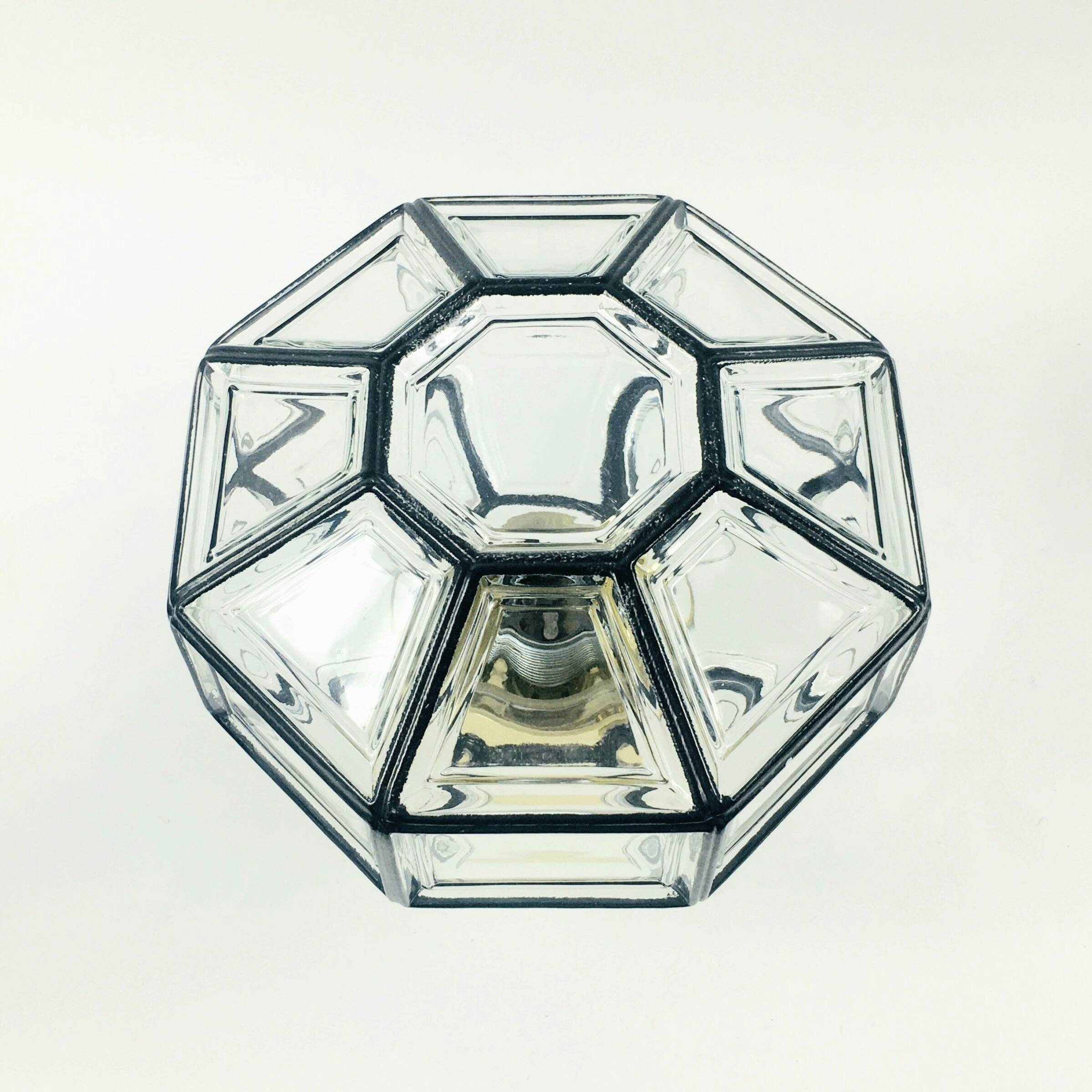 Pair Of Mid Century Glass Ceiling Lights Or Wall Lamps From Limburg, 1960s