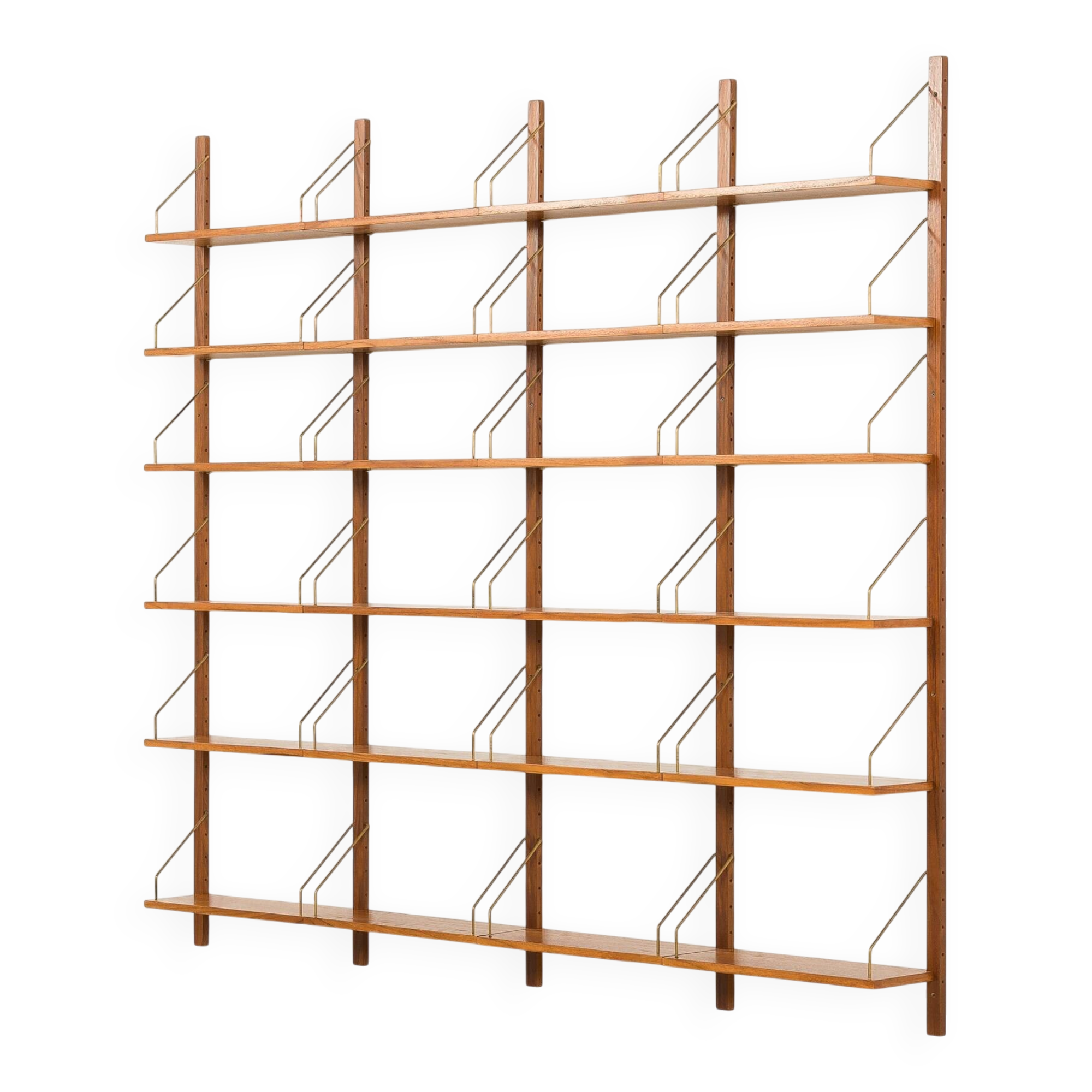 Danish teak 4 bay shelving unit in the style of Poul Cadovius, 1960s
