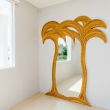 Double rattan palm mirror