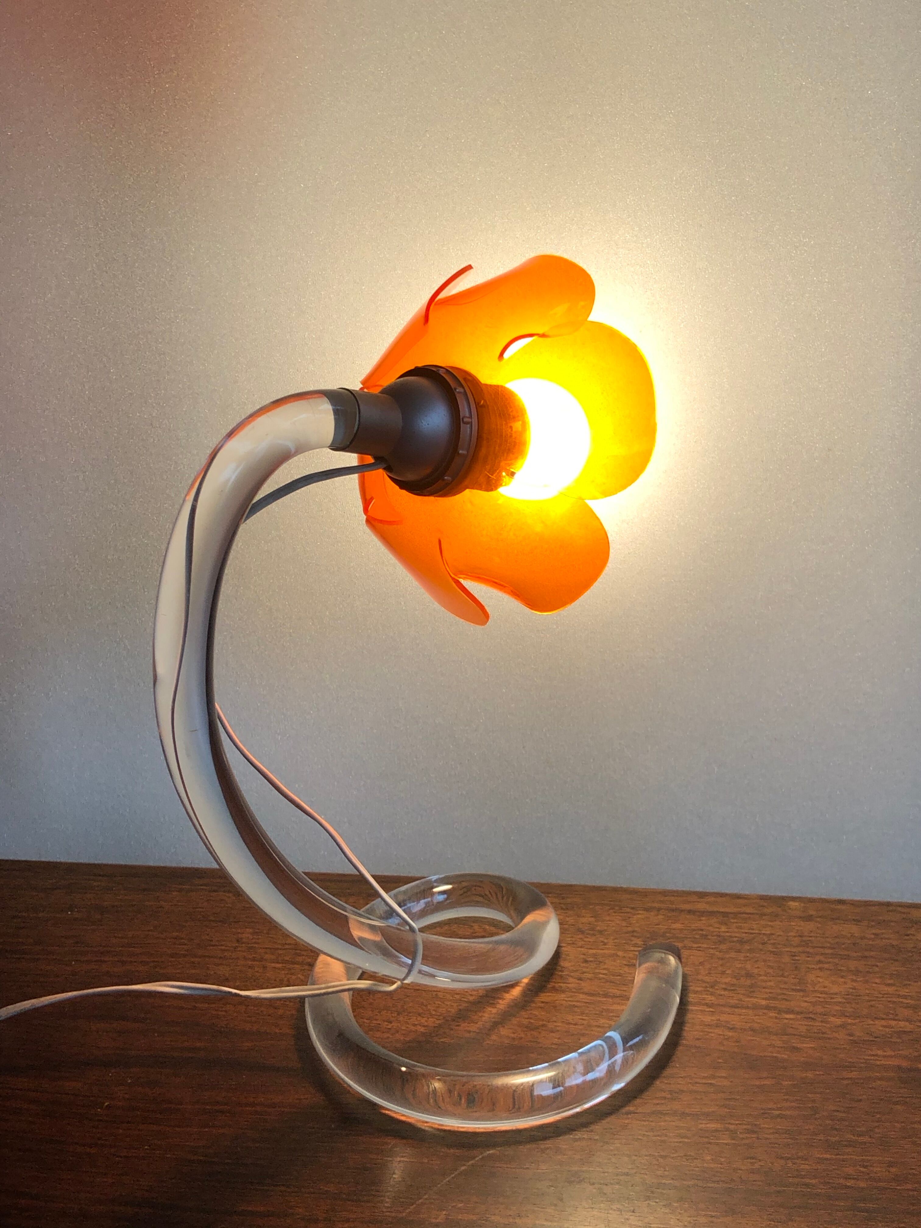 1970s lamp in flower-shaped Plexiglas