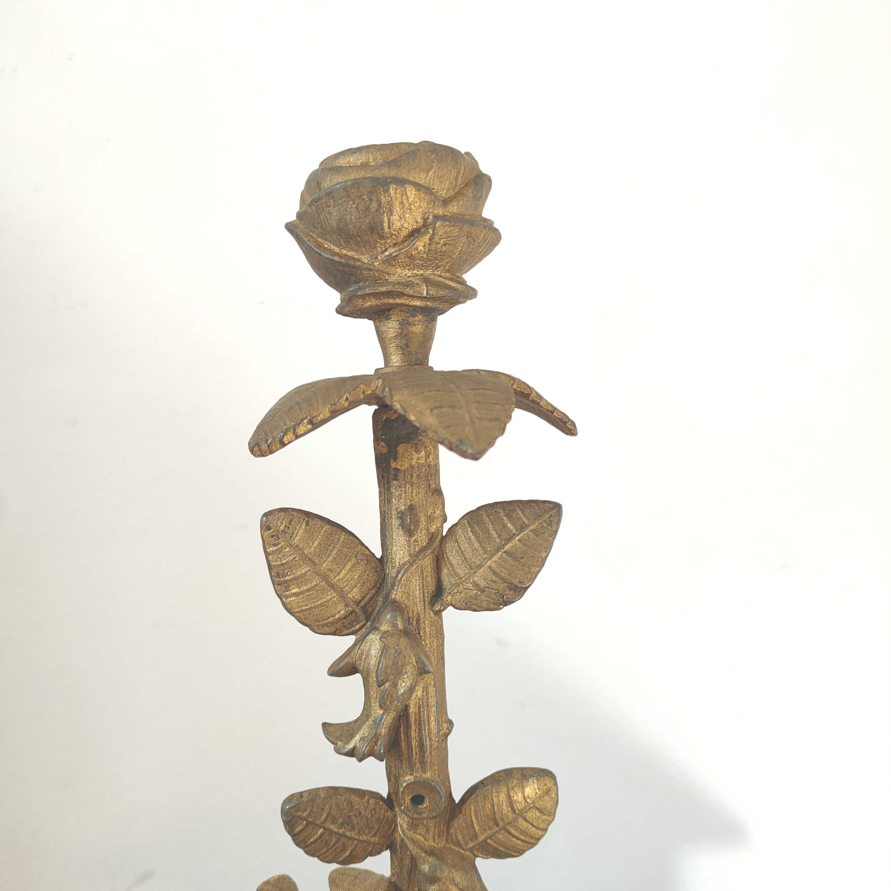 Golden candle holder leaves and birds