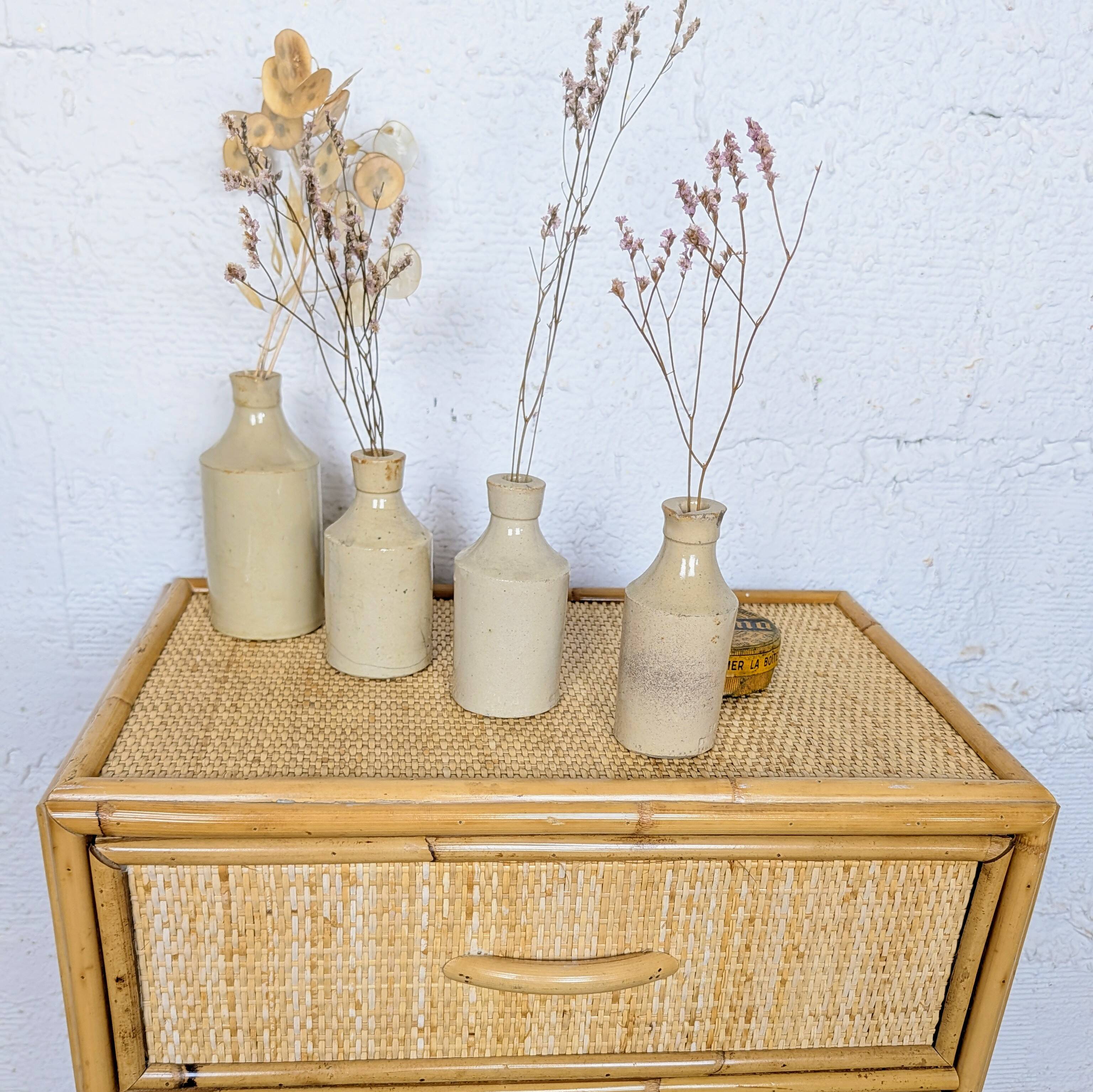 Petit Meuble en Bambou et Rotin Tressé