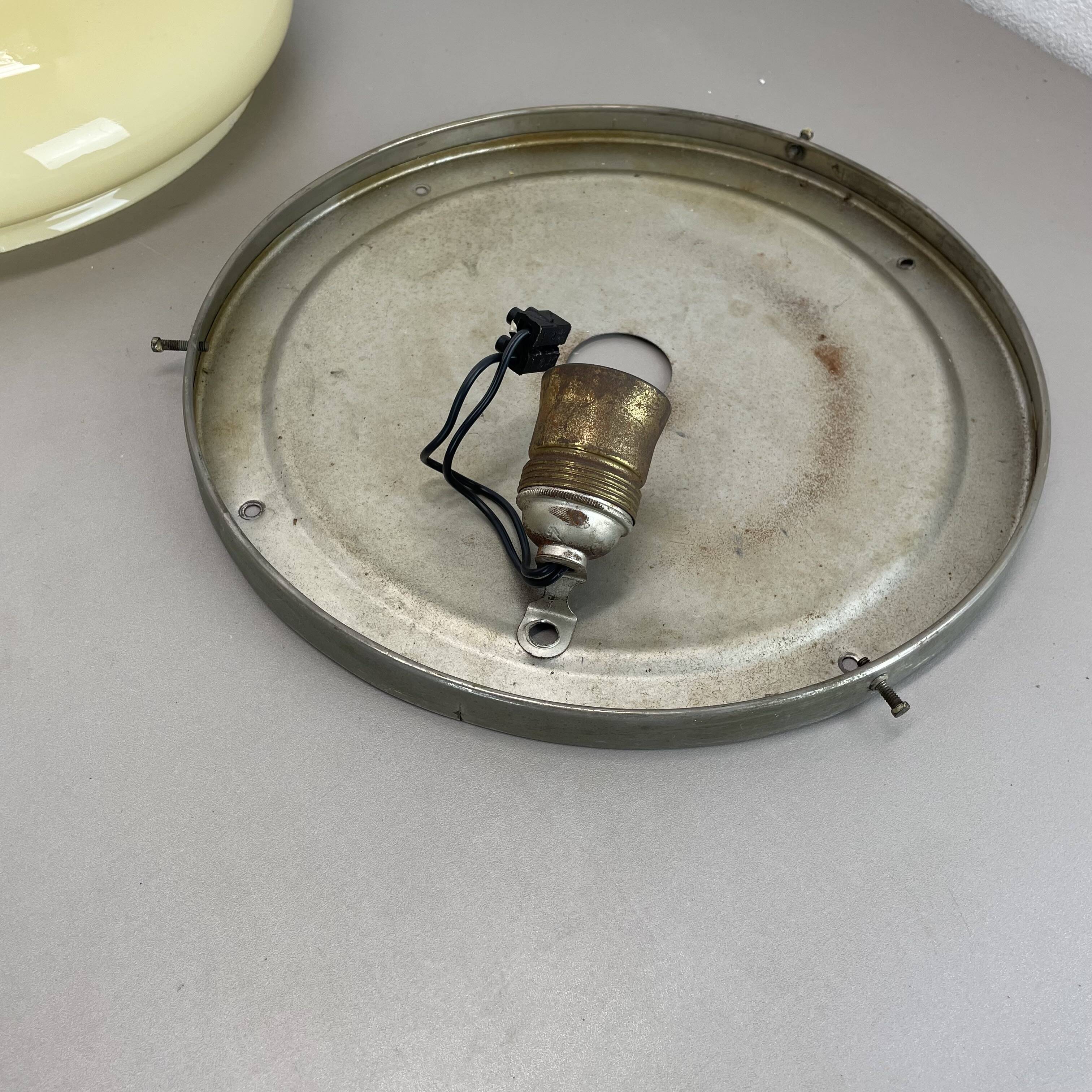 Large modernist art deco metal plafoniere ceiling flushmount light, france