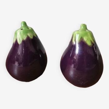 Set of vintage eggplant slushy salt and pepper shakers