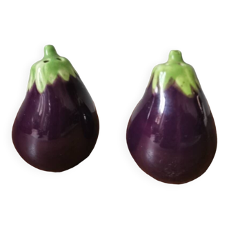 Set of vintage eggplant slushy salt and pepper shakers