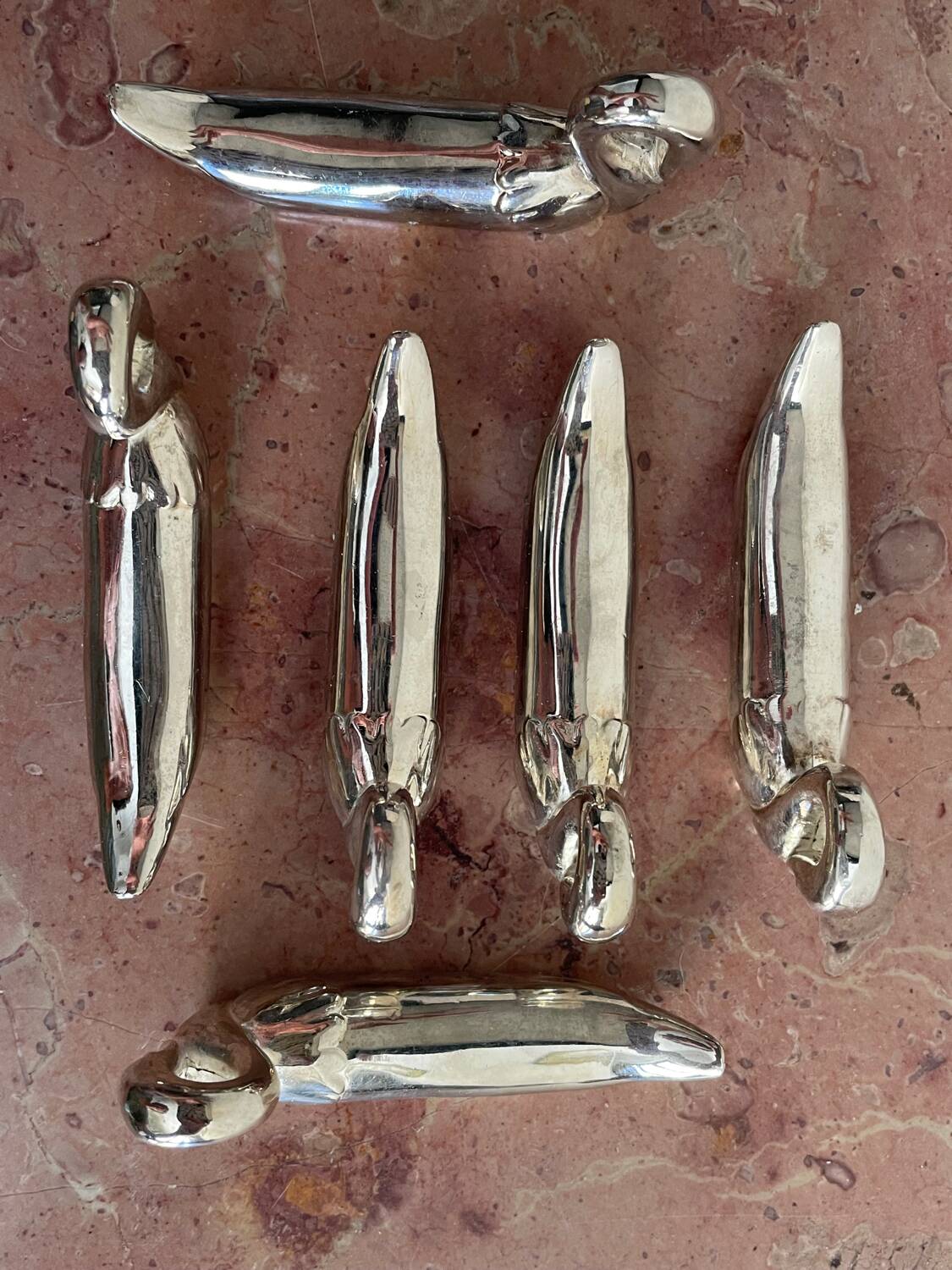 Set of 6 silver-plated swan knife rests