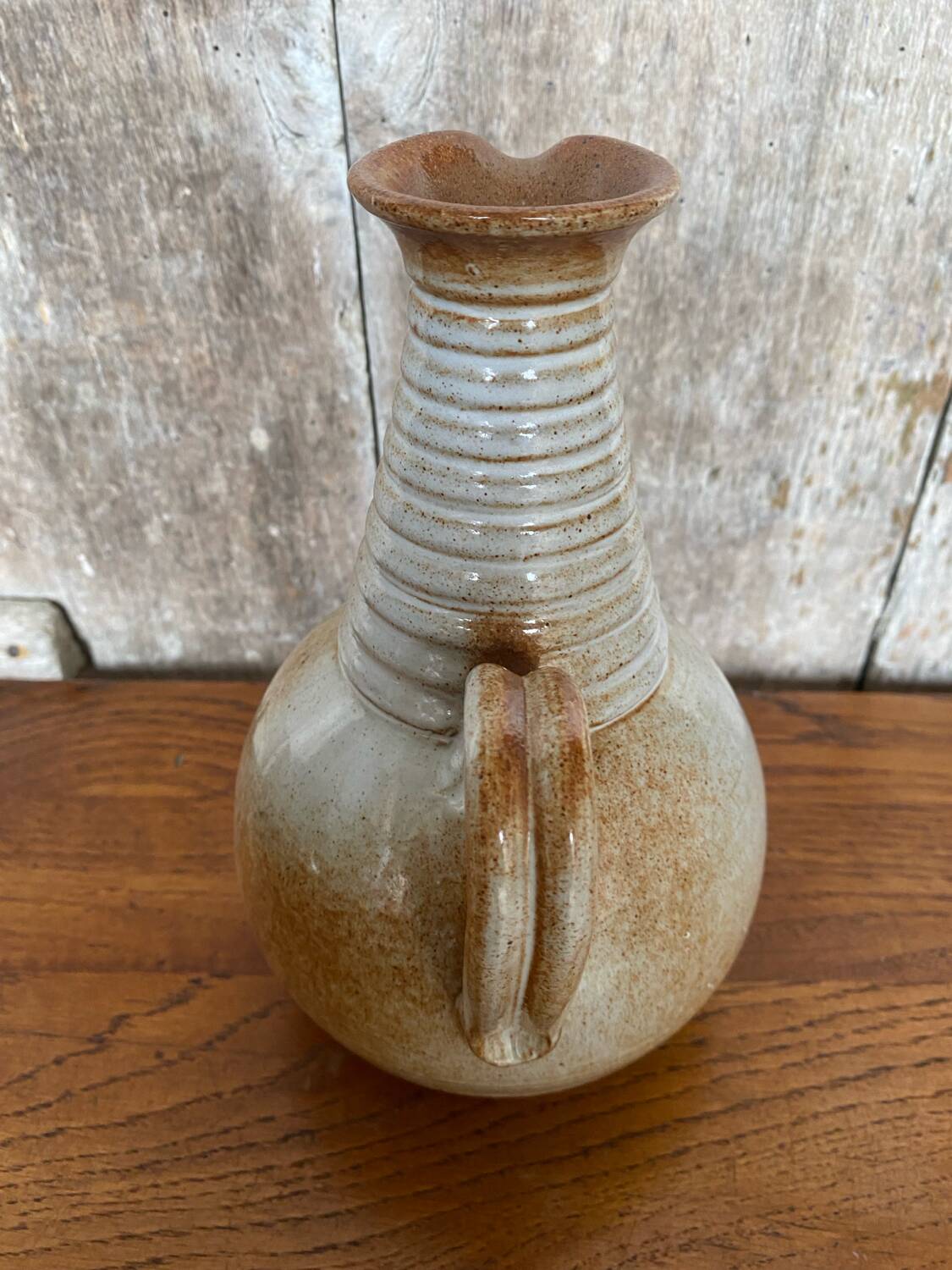 Old marais saint amand beige vintage stoneware pitcher
