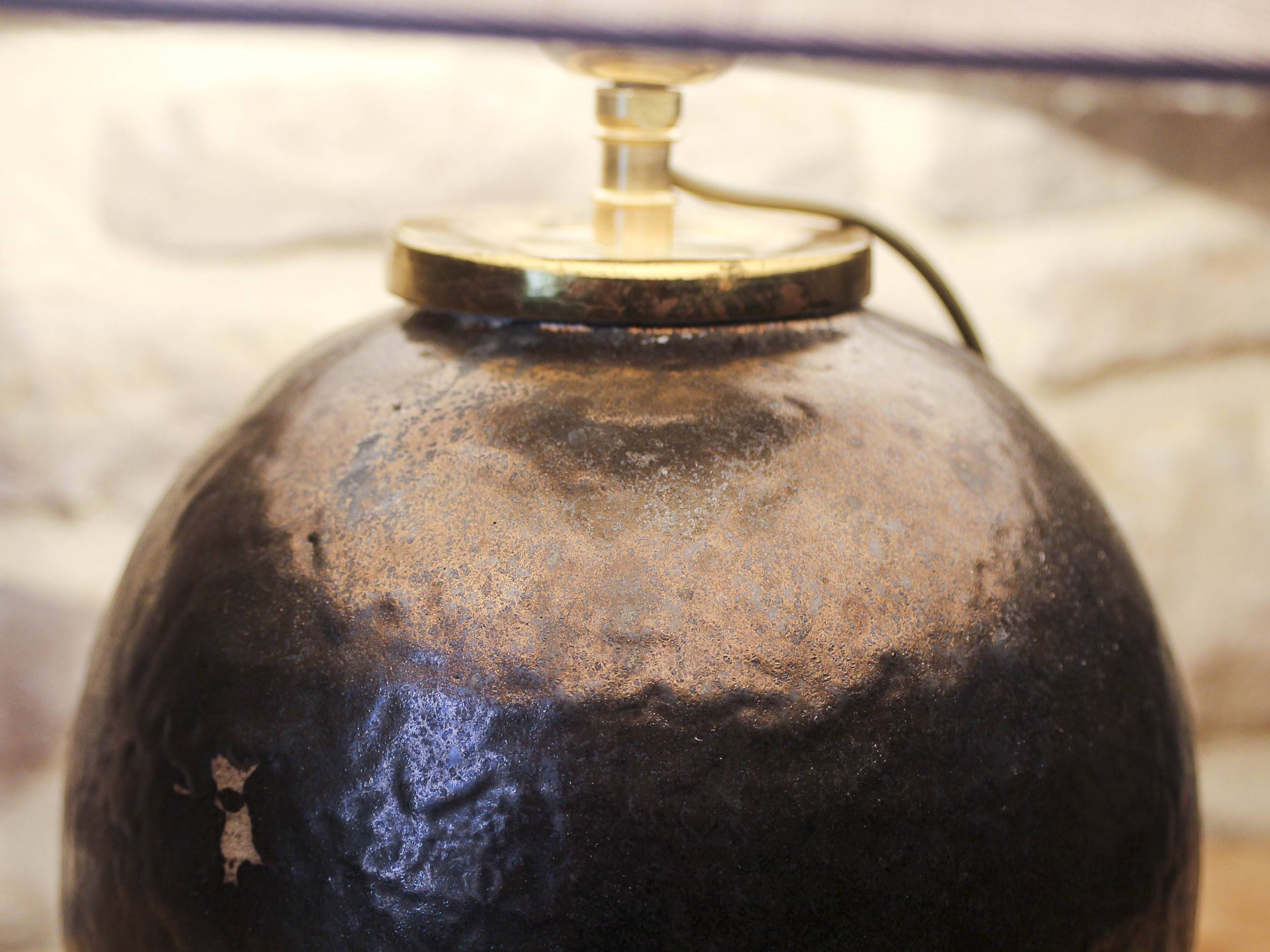 Ceramic ball lamp base signed Guérin