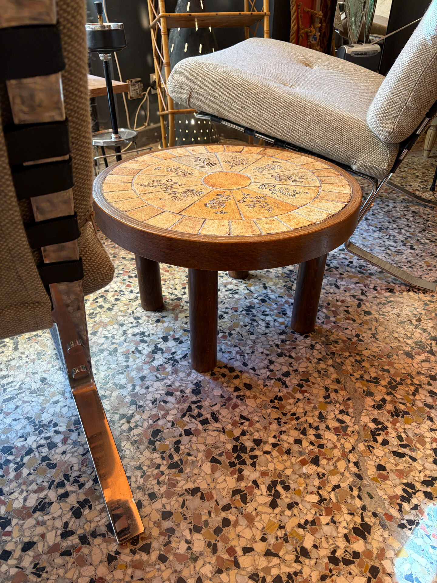 Mini ceramic coffee table Herbiers Vallauris 1960s
