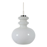 Vintage ceiling lamp Peill & Putzler in chrome and opal glass from the Space Age.