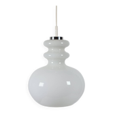 Vintage ceiling lamp Peill & Putzler in chrome and opal glass from the space age.