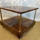 Aldo Tura side table in hazel brown tones with brass legs and bottom drawer