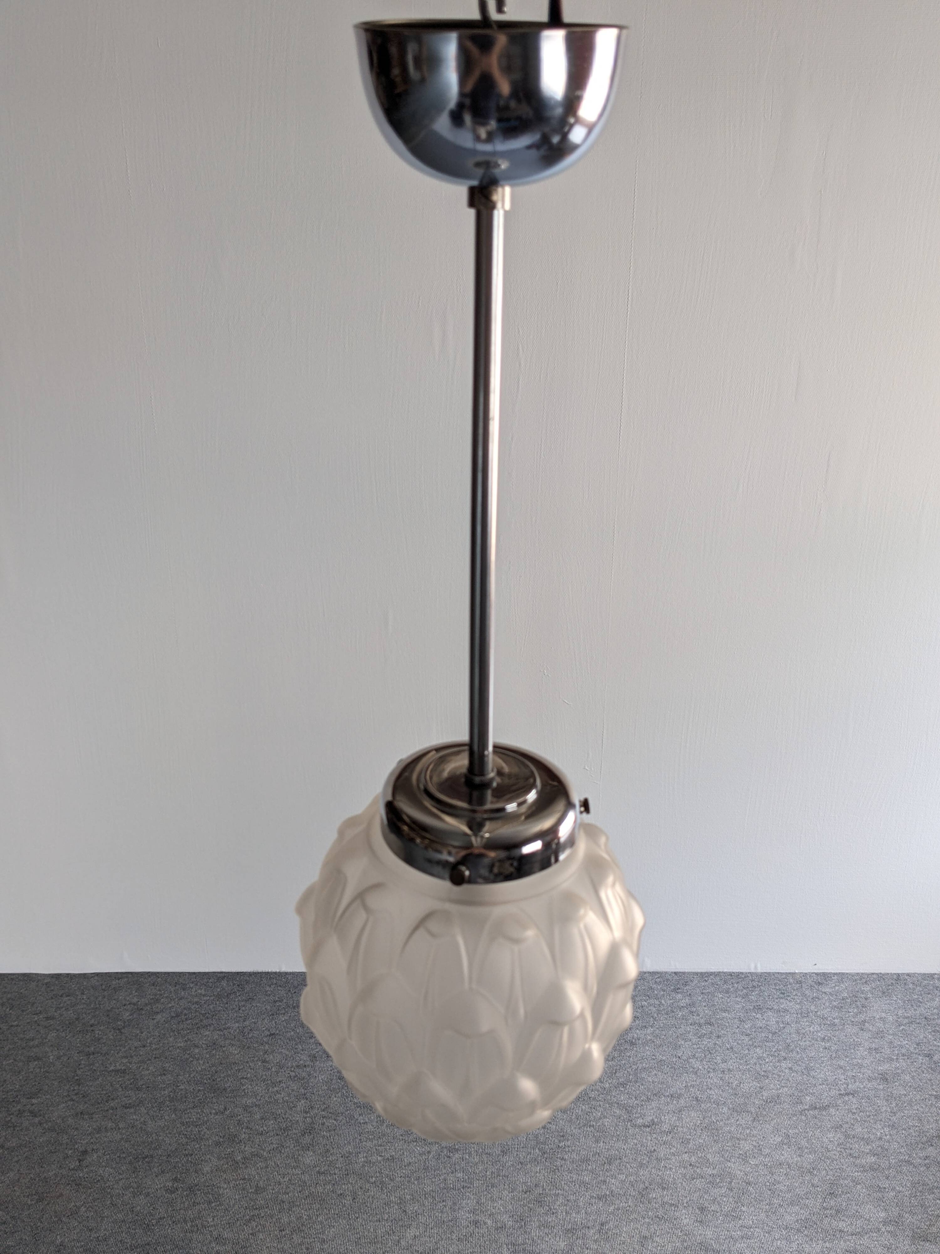 Art Deco frosted glass pendant light circa 1920