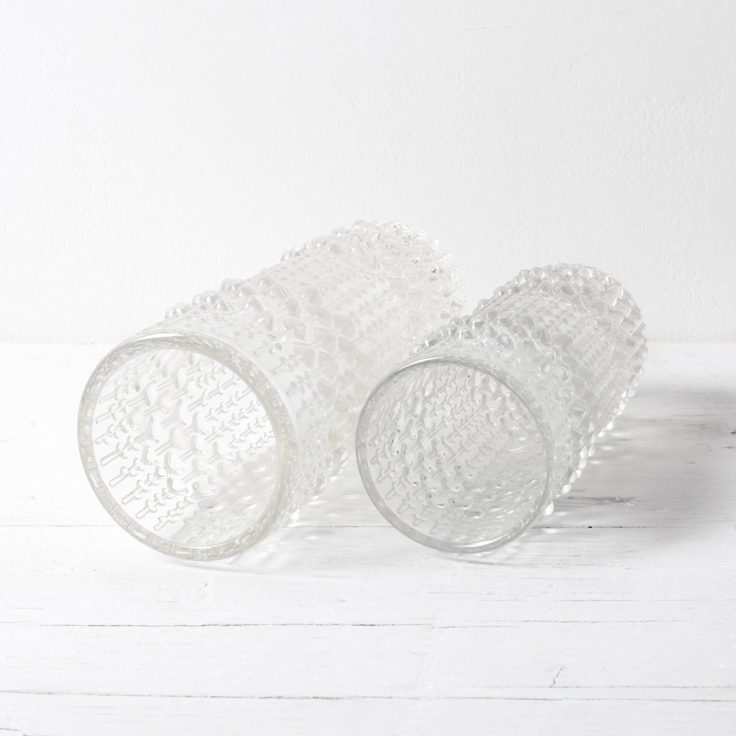 Set of 2 Vintage CandleWax Pressed Glass Vases / František Pečený / 1972