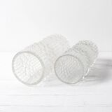 Set of 2 Vintage CandleWax Pressed Glass Vases / František Pečený / 1972