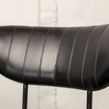 Italian Design Rosewood 'Swan' Side Chair with Black Leatherette Upholstery