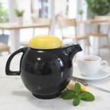 Théière en Céramique Noire et Jaune Design