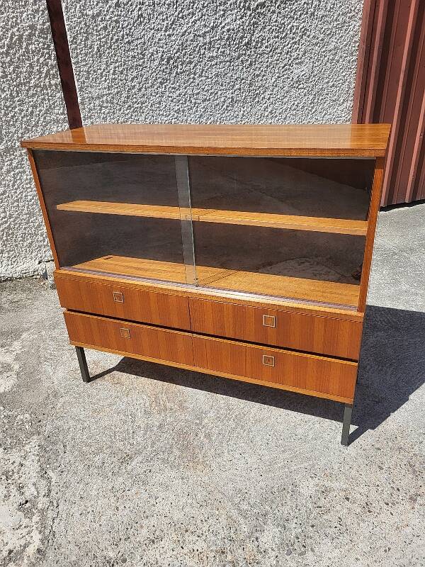 1960 vintage furniture teak plate showcase chest