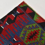 Geometric Blue & Green Vintage Kilim Rug, 154x305Cm