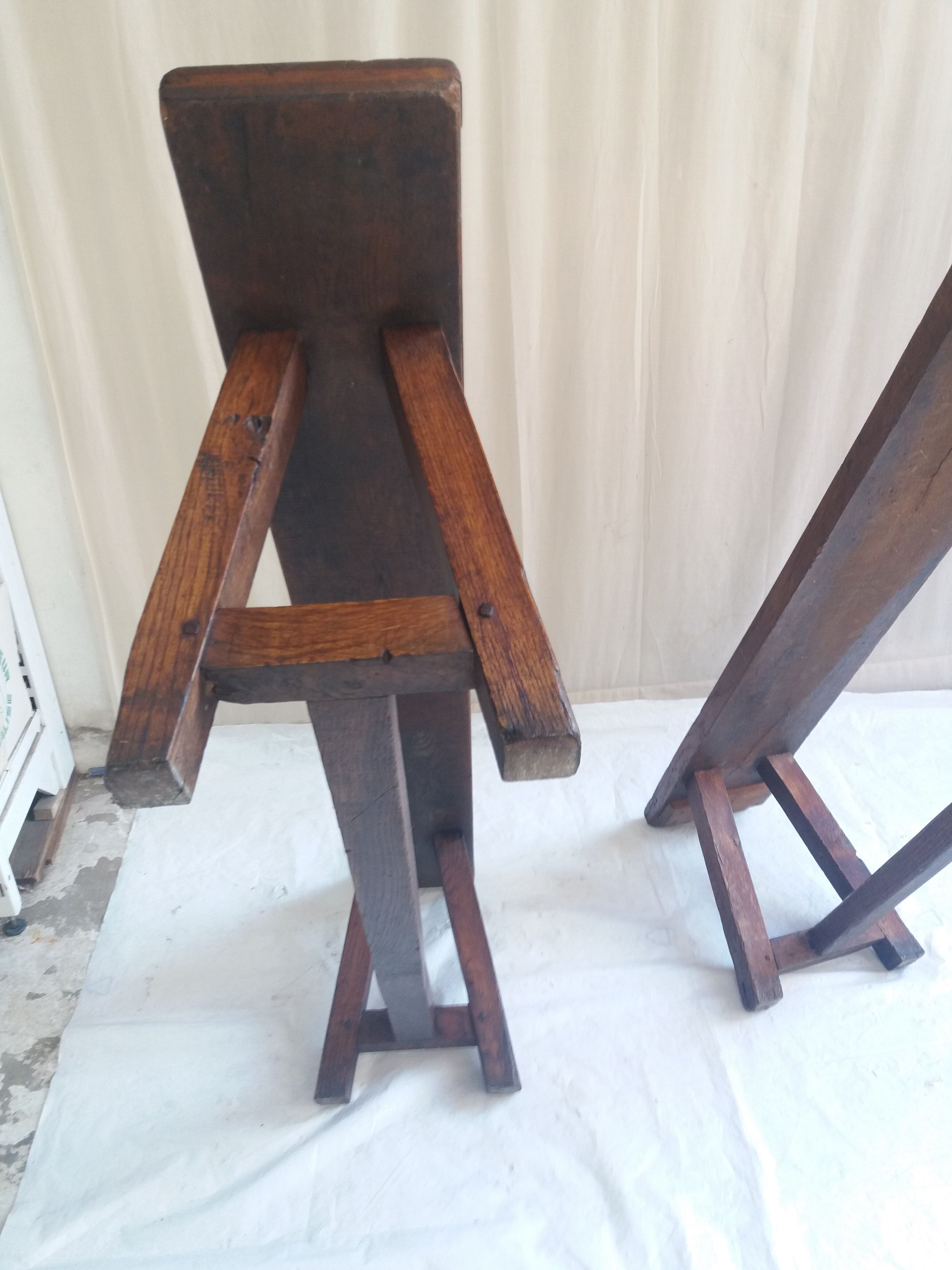 Pair of old benches in chene