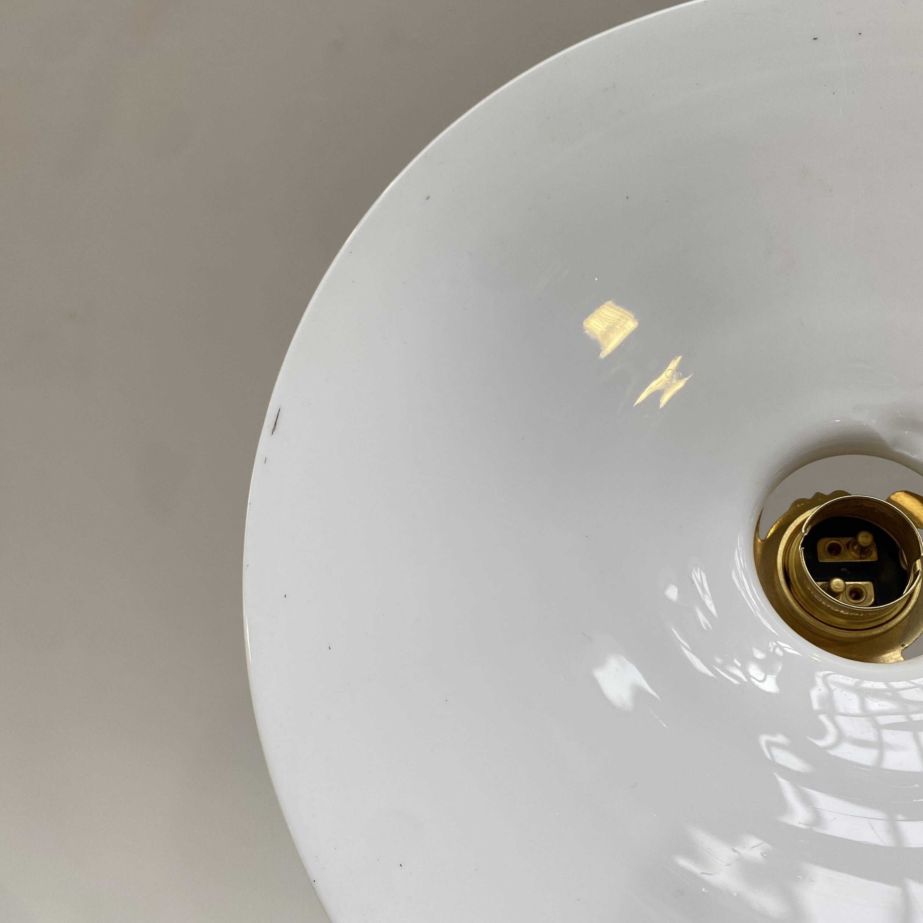 Pair of white opaline pendant lights