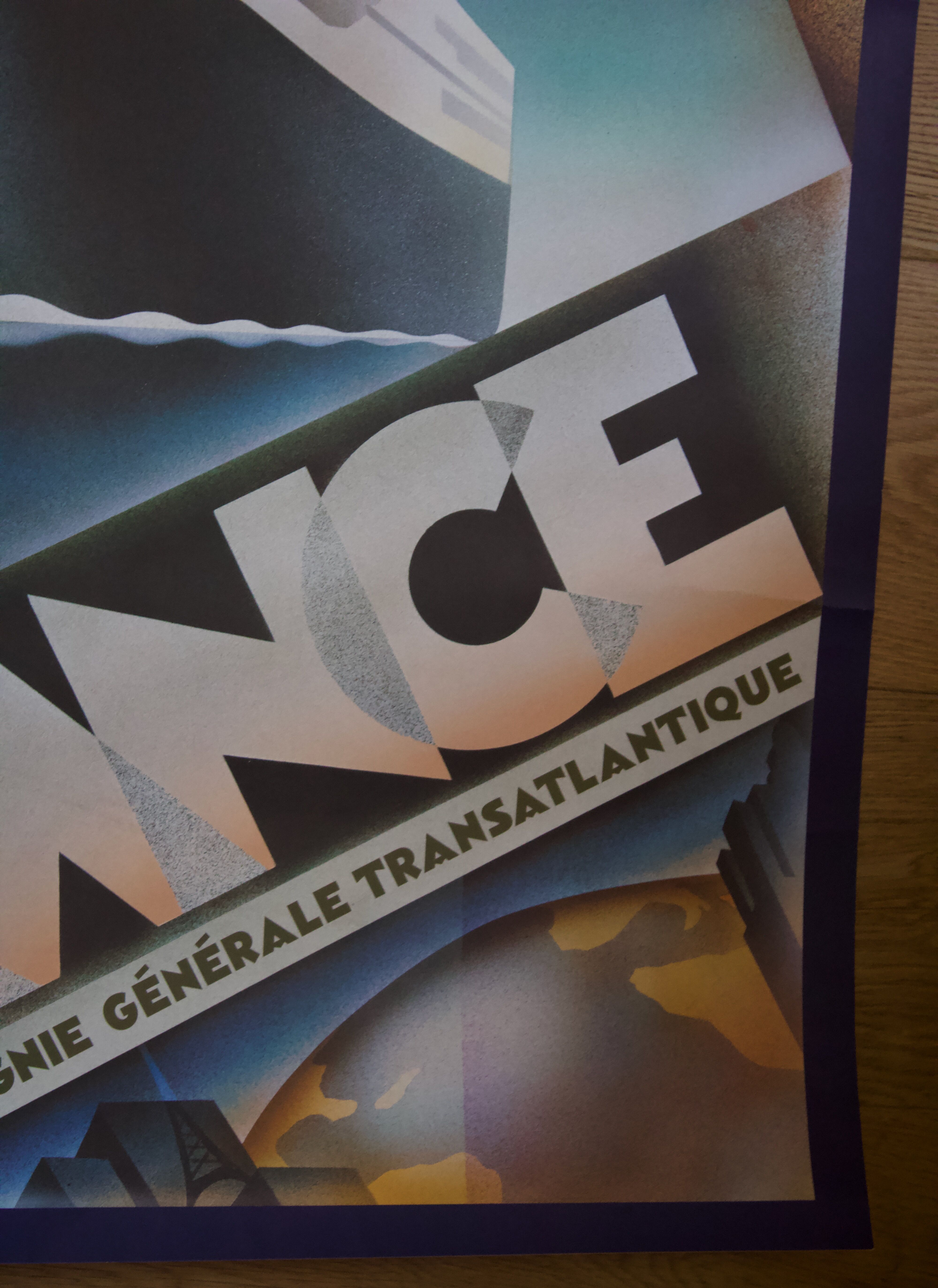 Poster French Line - Paquebot France - Transatlantic General Company - Original - Signed