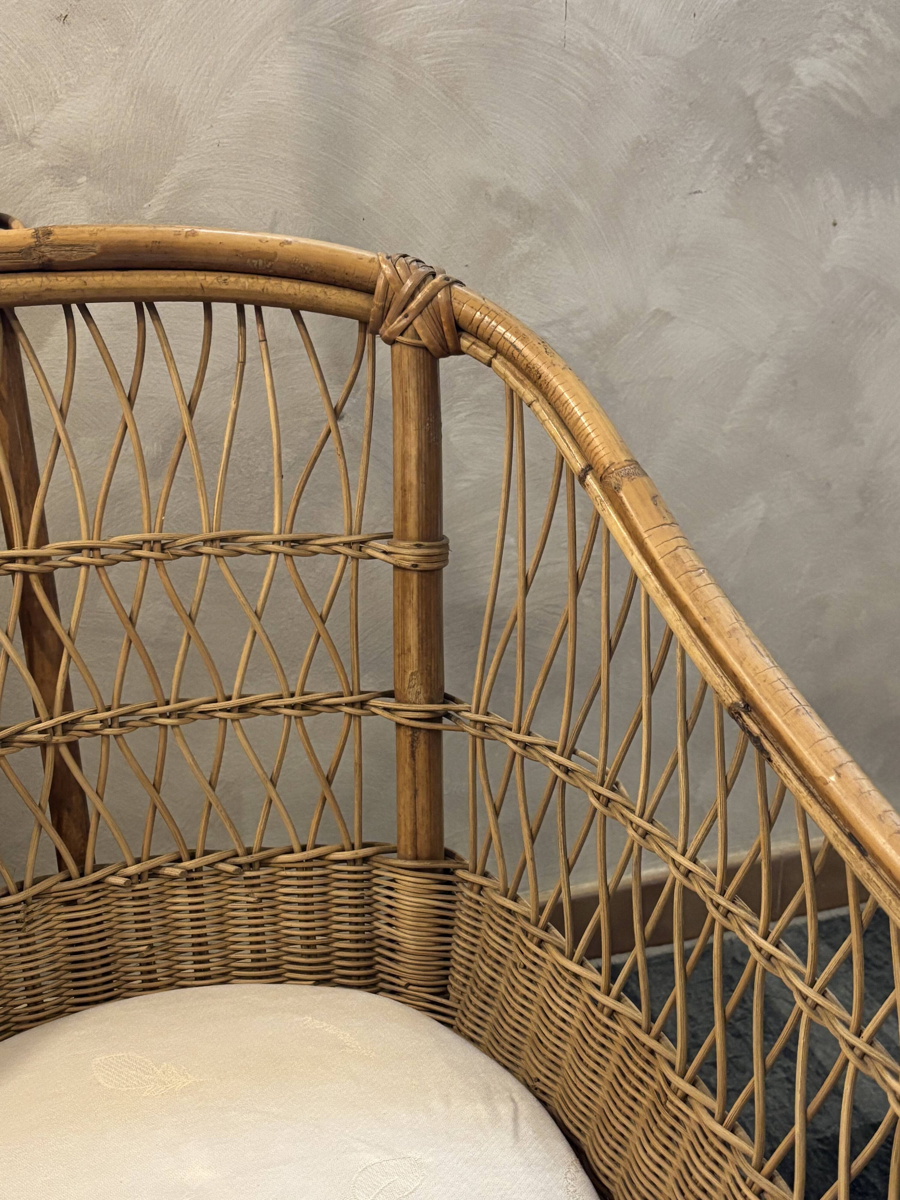 Baby rattan cradle, 1960s