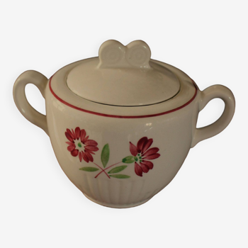 Sugar bowl Jacques Lunéville red flowers