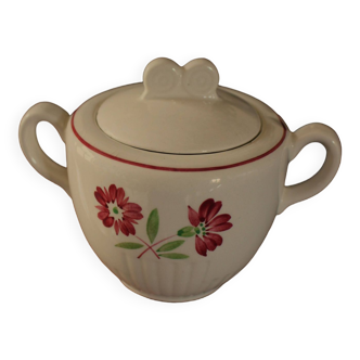 Sugar bowl Jacques Lunéville red flowers