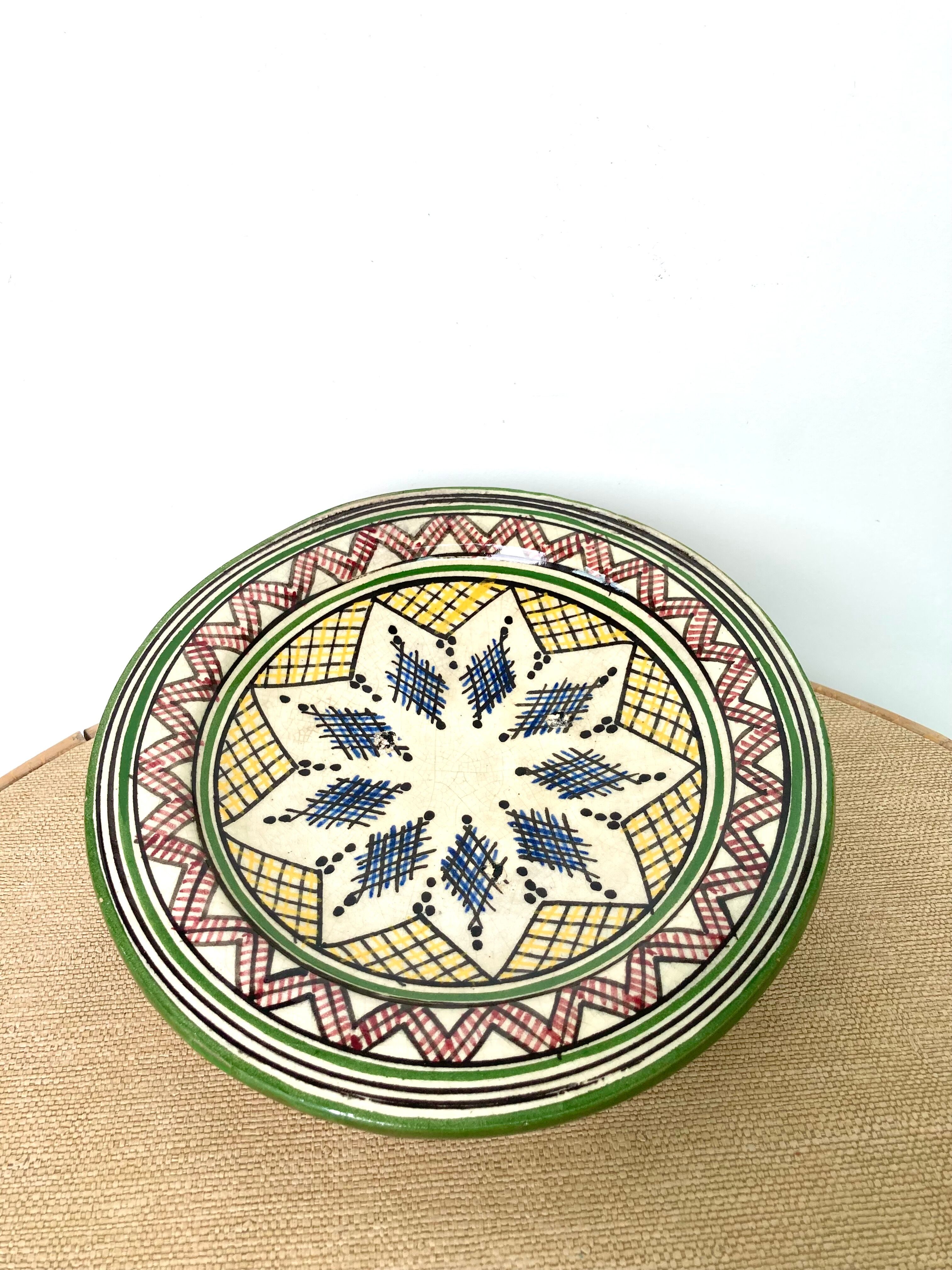 Vintage Safi ceramic cutting dish in Morocco