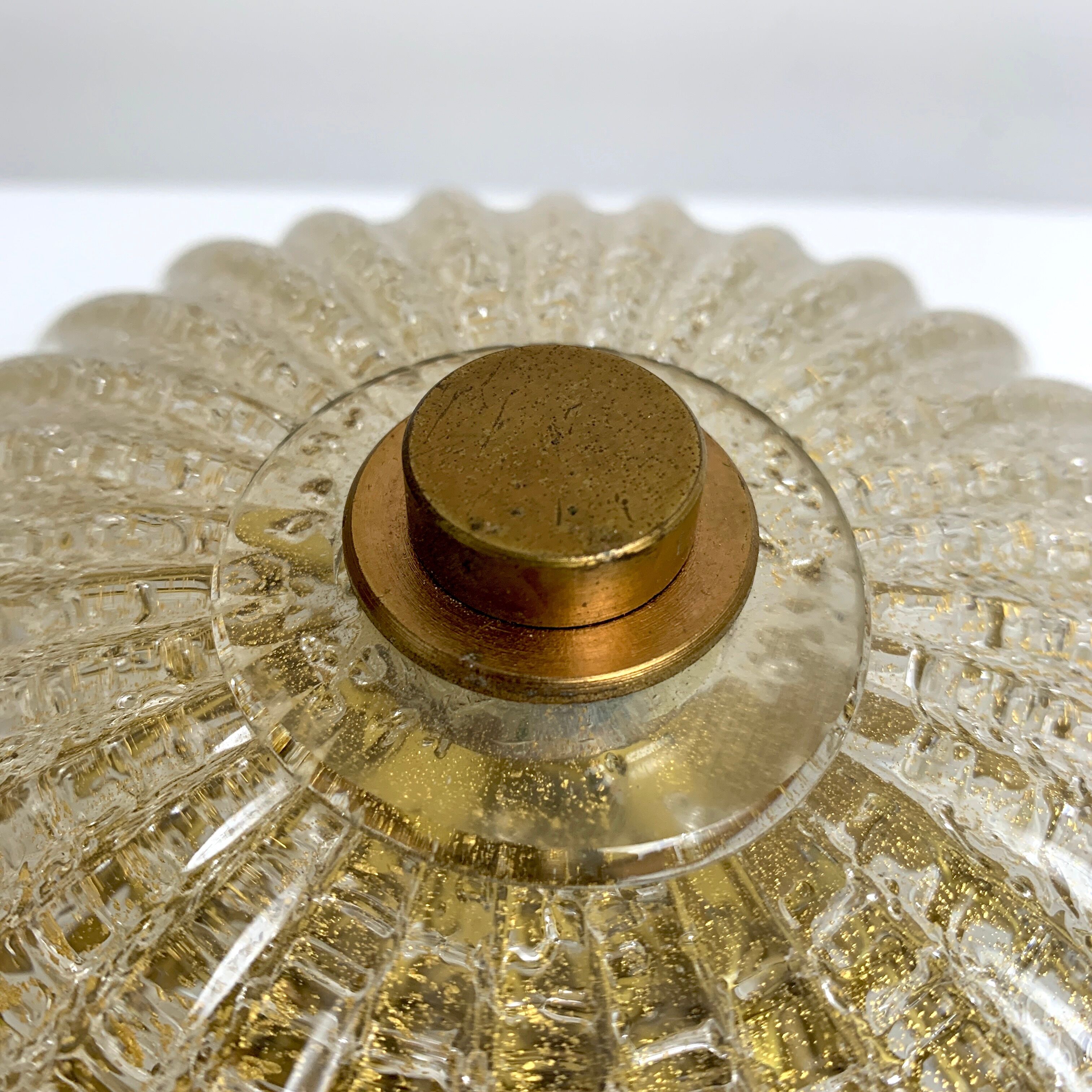 Old ceiling lamp murano glass with inclusion gold gilded barovier toso