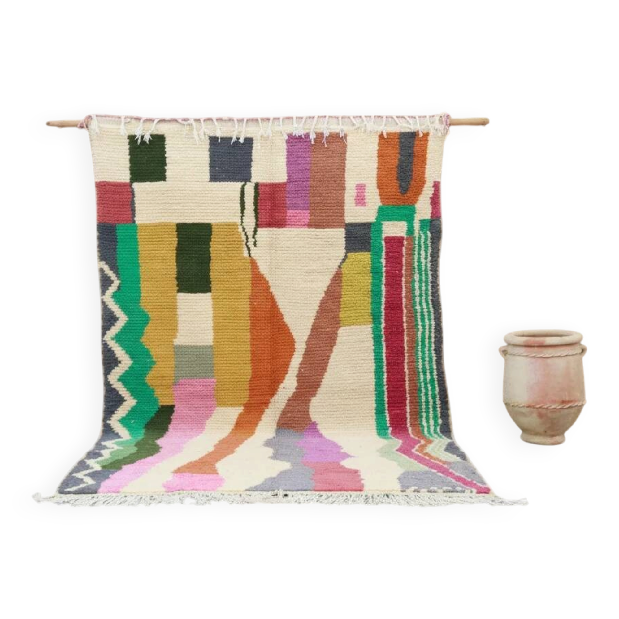 Azilal rug 295×195 cm – Abstract Moroccan rug with multicoloured geometric design, GO-973
