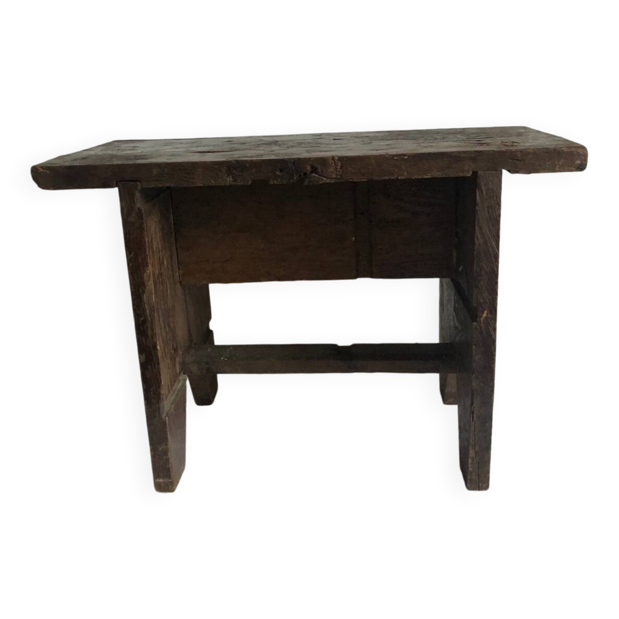 Small brutalist solid wood bench