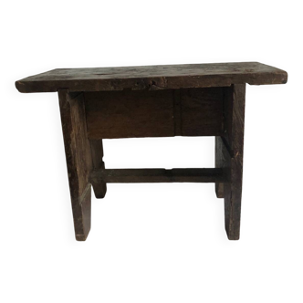 Small brutalist solid wood bench