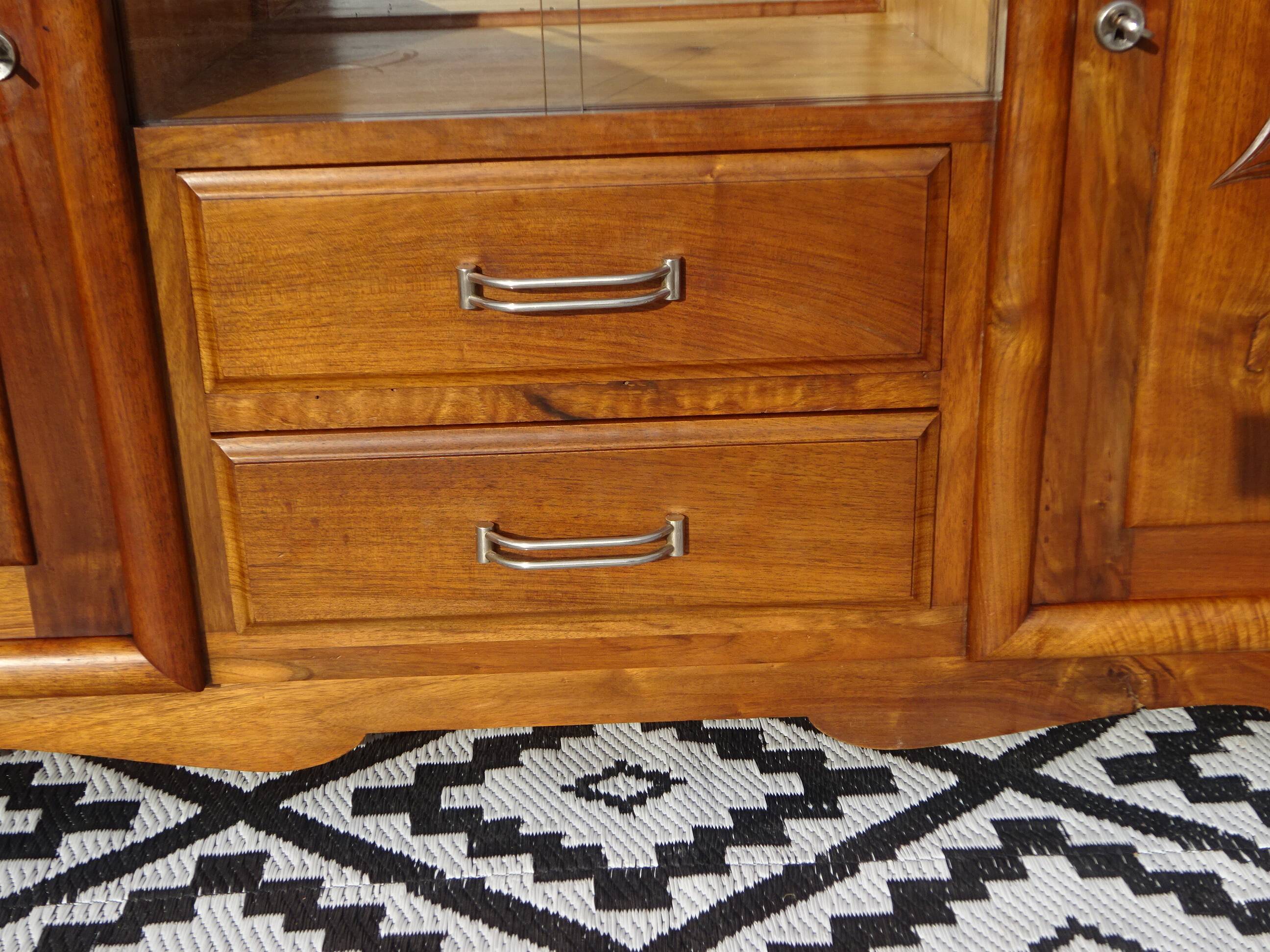 Walnut buffet with black marble top