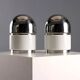 Pair of vintage Reggiani "Salt and Pepper" metal table lamps, 1960s design.