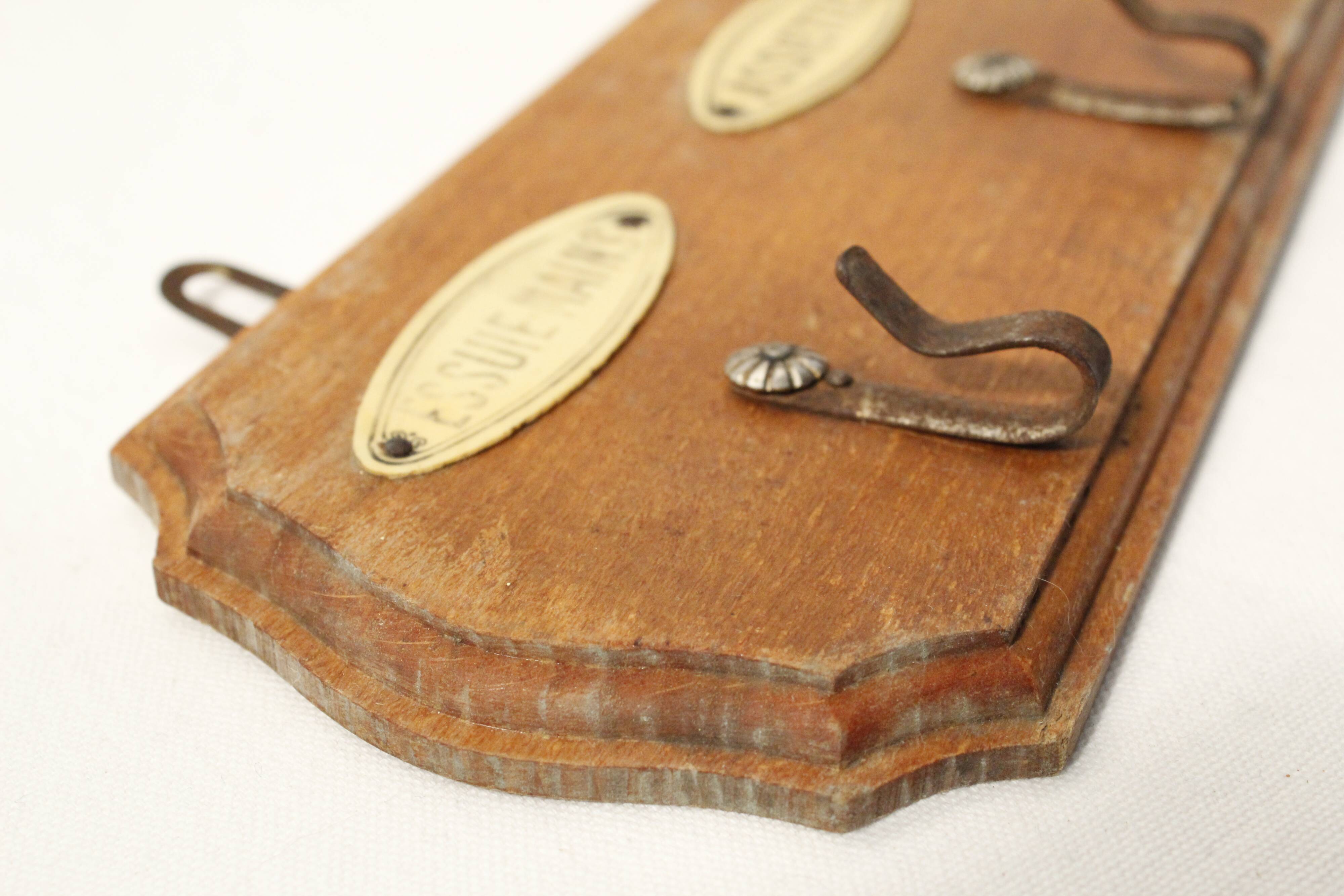 Vintage antique wooden tea towel holder 4 hooks