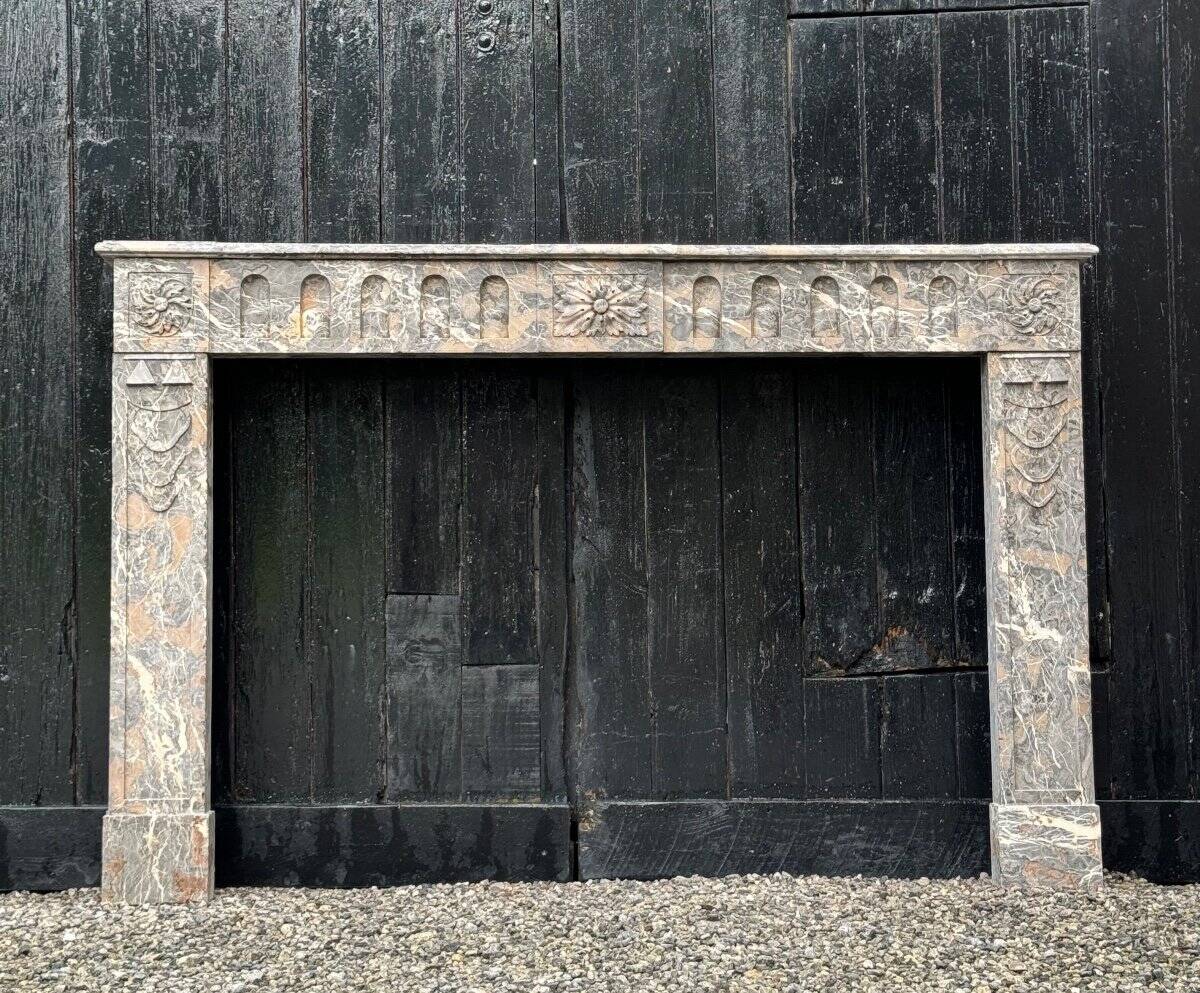 Louis XVI Fireplace In Gray Ardennes Marble, 18th Century