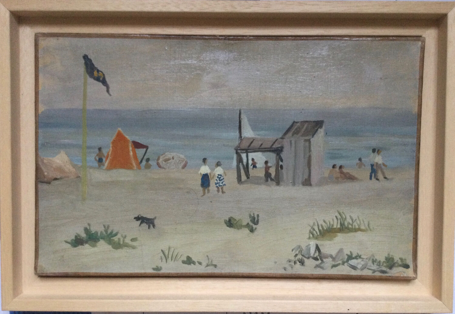 François baboulet 1914-2010. at the beach. oil: paper mounted on canvas.