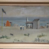 François baboulet 1914-2010. at the beach. oil: paper mounted on canvas.