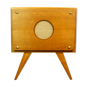 Golden oak compass stand & speaker cabinet 1960