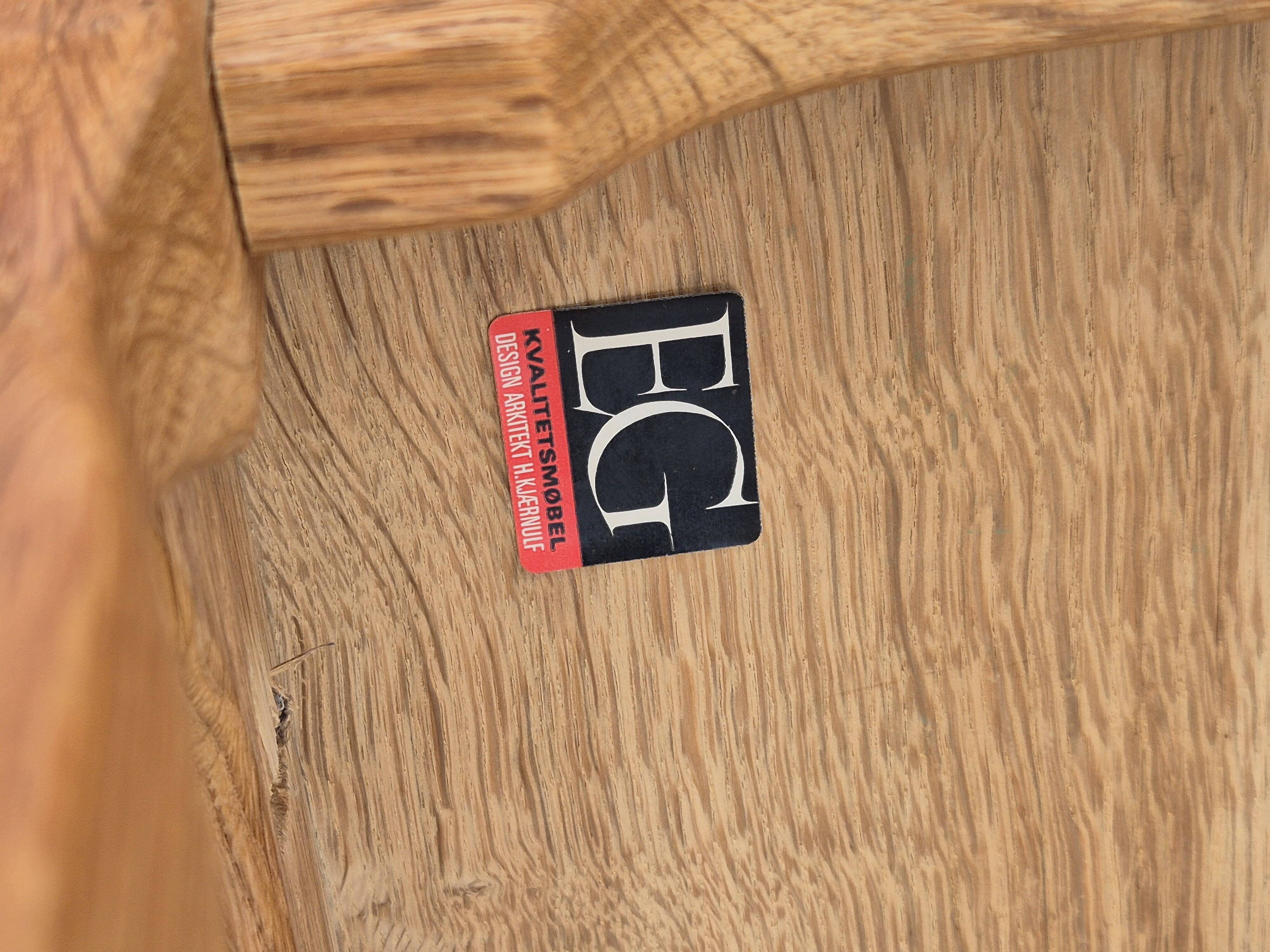 1970s, Danish design by Henning Kjærnulf for EG Kvalitetsmøbel, foldable sofa table, oak.