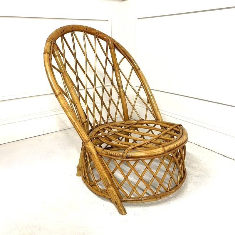 Audoux Minnet lounge chair with basket backrest - 1960s