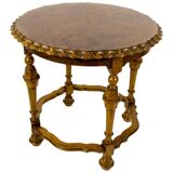 French round side table in burr walnut, 1920s