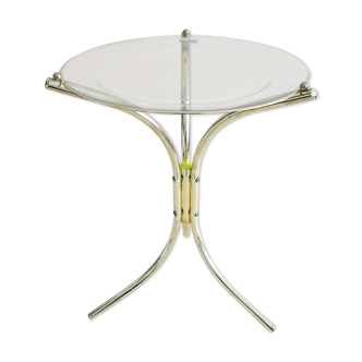 Table d'appoint en verre et métal doré