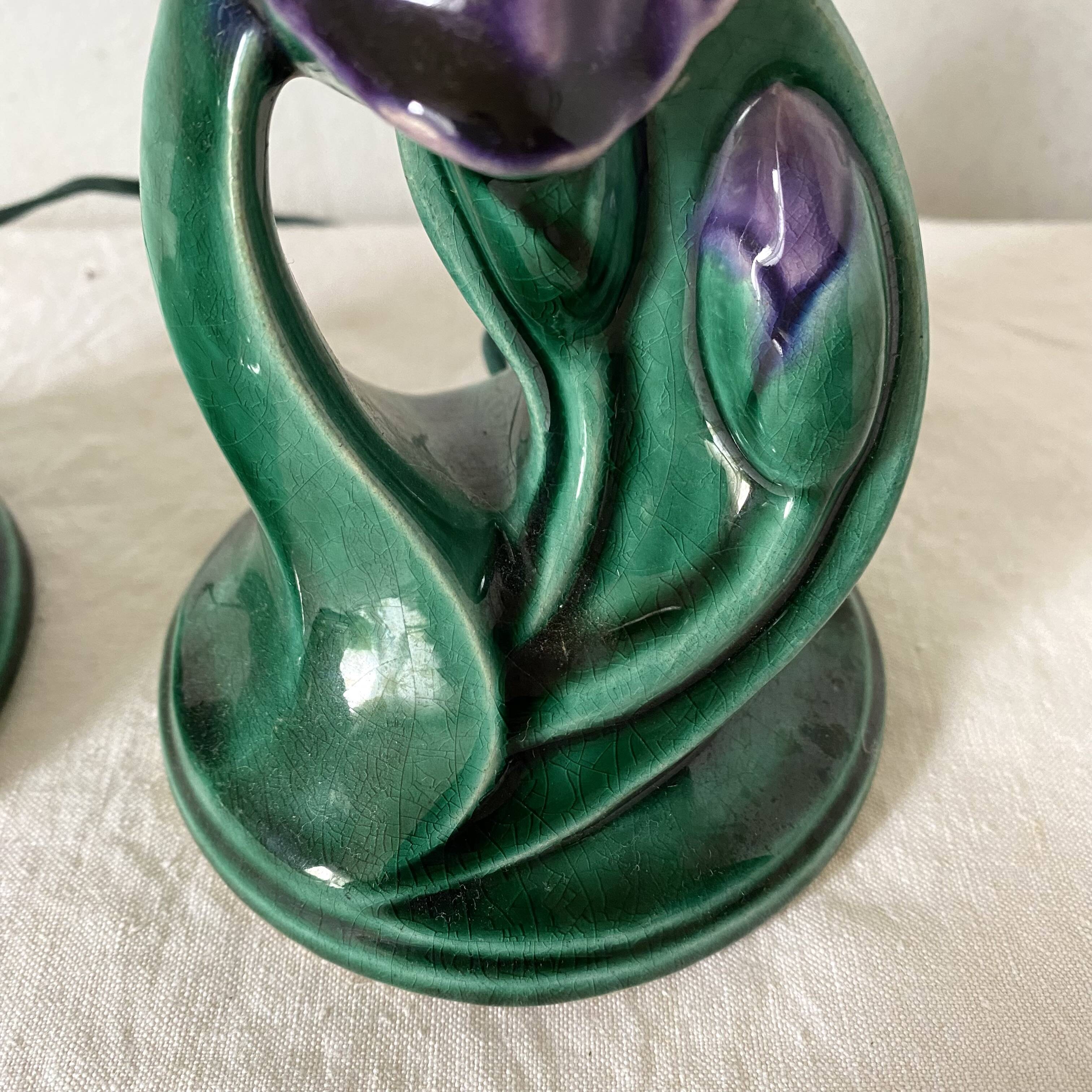 Pair of flower slip lamps